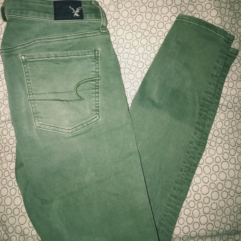 Light army green skinny american eagle jeans